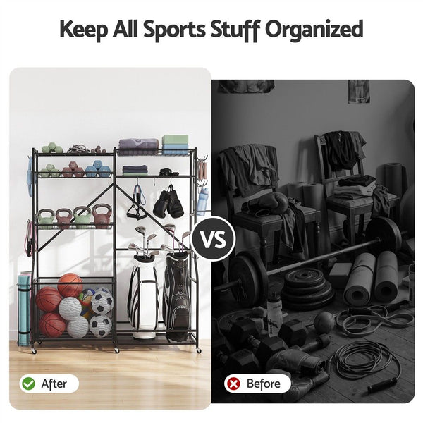Everfit Sports Equipment Organizer Rack Multi Garage Storage for Golf Bag 174cm Awezingly