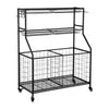 Everfit Sports Equipment Organizer Storage with Wheels Multi-Sport Garage Gym Black