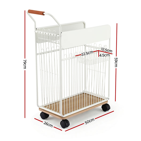 Everfit Yoga Mat Storage Rack Mobile Holder with Wheels Basket Home Gym Storage Organizer White Awezingly