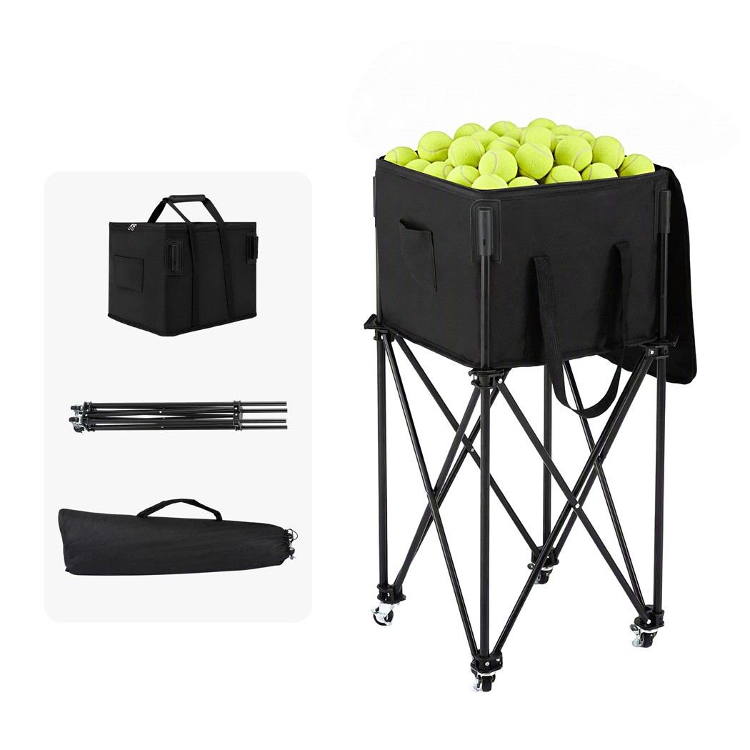 Everfit Foldable Tennis Hopper Stand with Wheels Holds Up to 150 Balls Awezingly