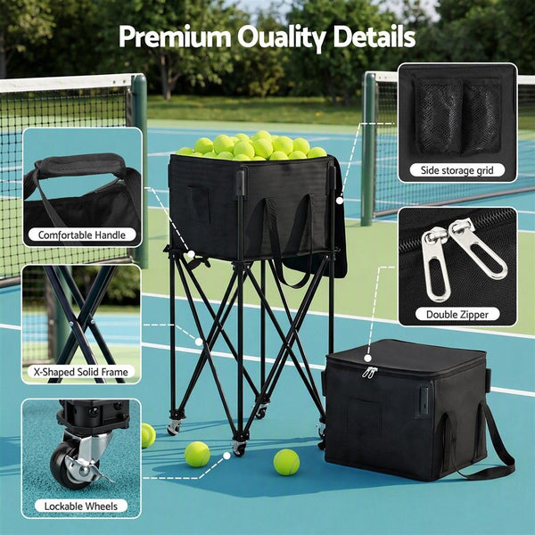 Everfit Foldable Tennis Hopper Stand with Wheels Holds Up to 150 Balls Awezingly