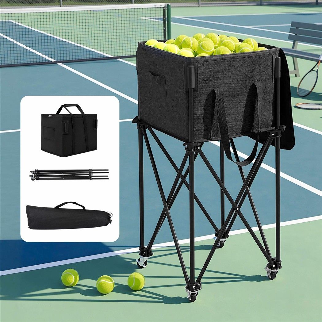 Everfit Foldable Tennis Hopper Stand with Wheels Holds Up to 150 Balls Awezingly