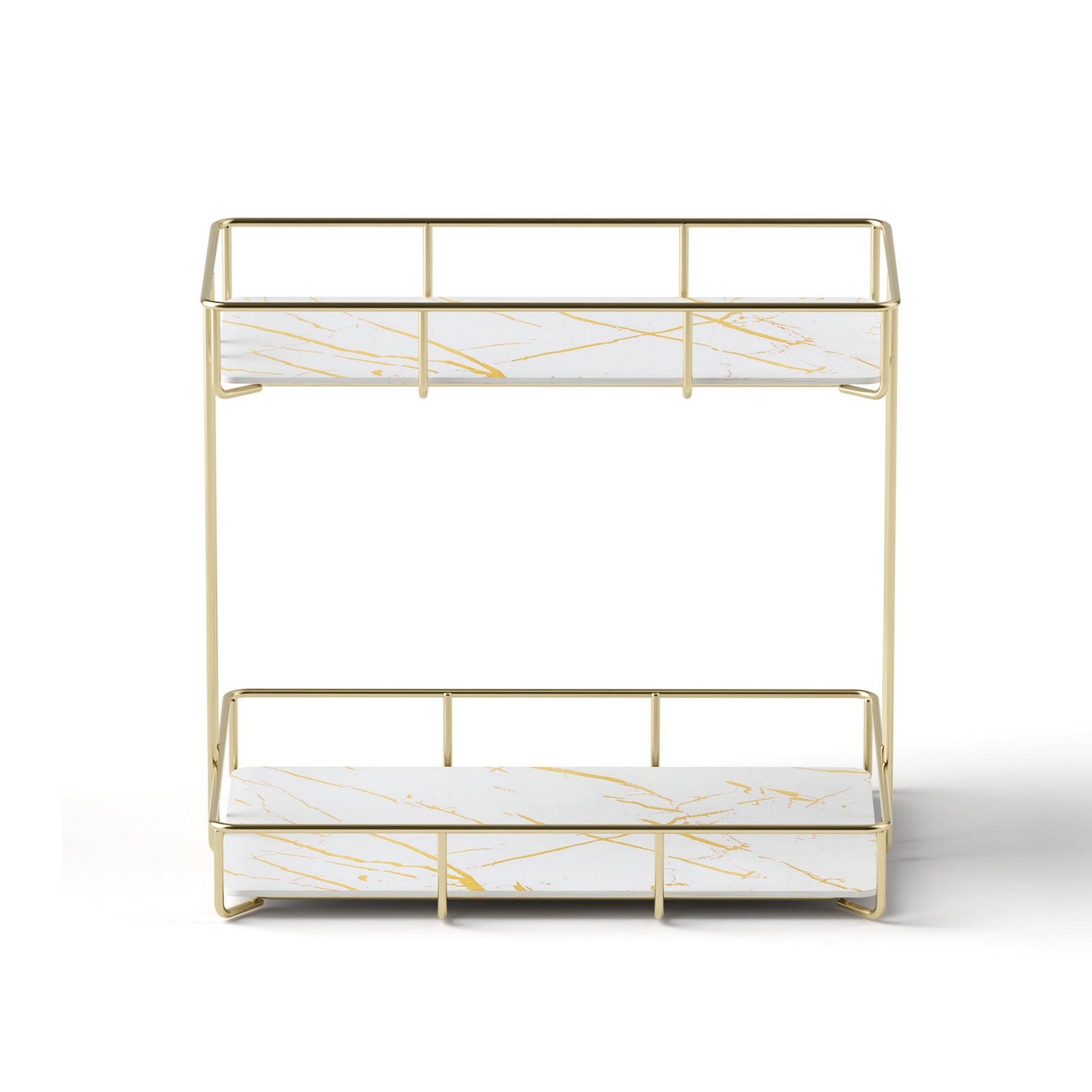 Artiss Bathroom Storage Rack 2 Tier Corner Organiser Gold Marble Look Awezingly
