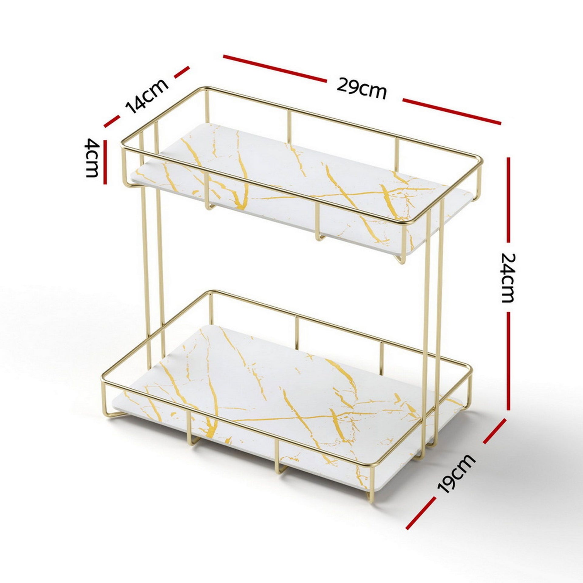 Artiss 2X Bathroom Storage Rack 2 Tier Corner Organiser Gold Marble Look Awezingly