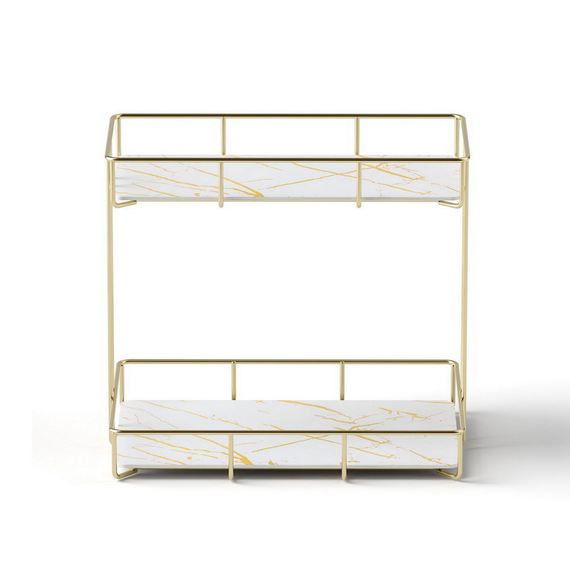 Artiss 2X Bathroom Storage Rack 2 Tier Corner Organiser Gold Marble Look Awezingly