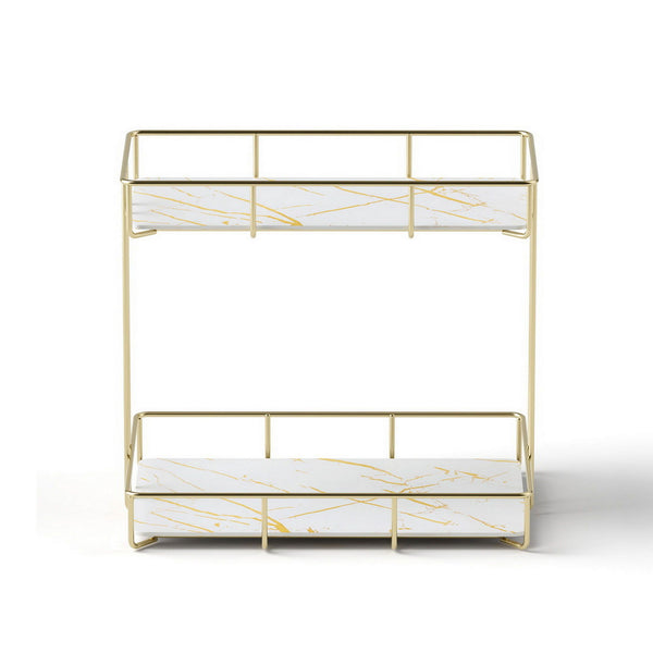 Artiss 2X Bathroom Storage Rack 2 Tier Corner Organiser Gold Marble Look Awezingly
