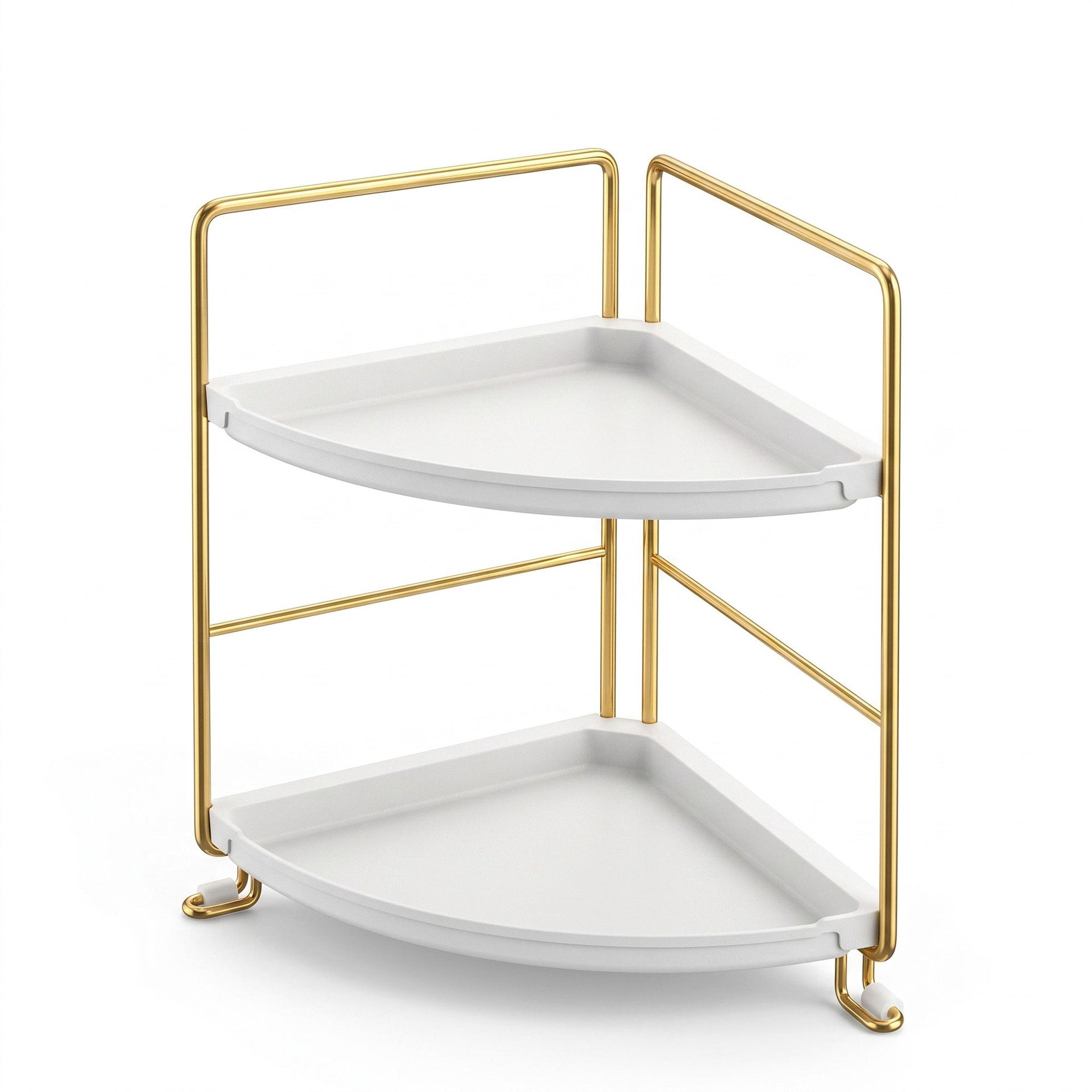 Artiss Bathroom Corner Shelf Countertop Organiser Vanity Storage Rack White Gold Awezingly