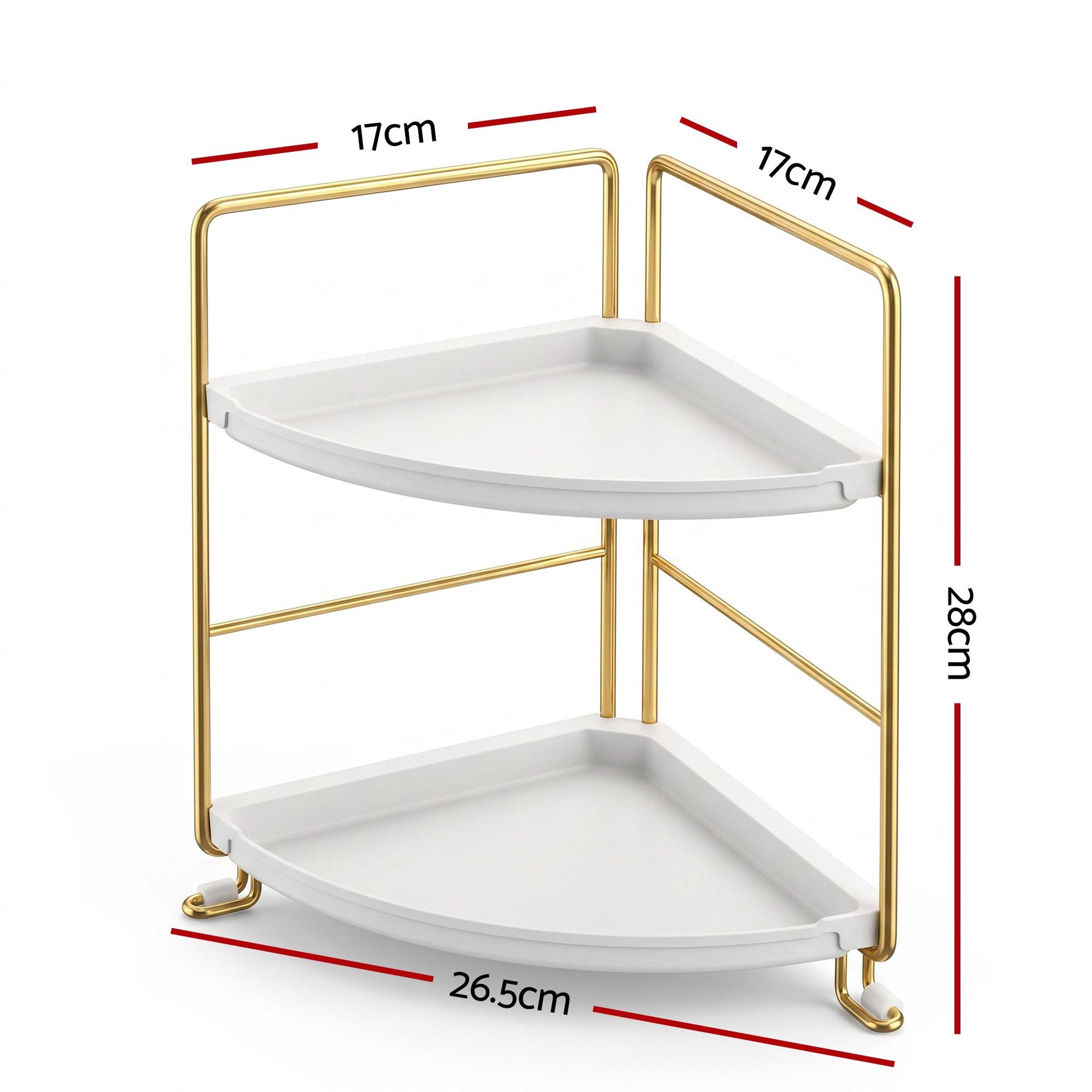 Artiss Bathroom Corner Shelf Countertop Organiser Vanity Storage Rack White Gold Awezingly