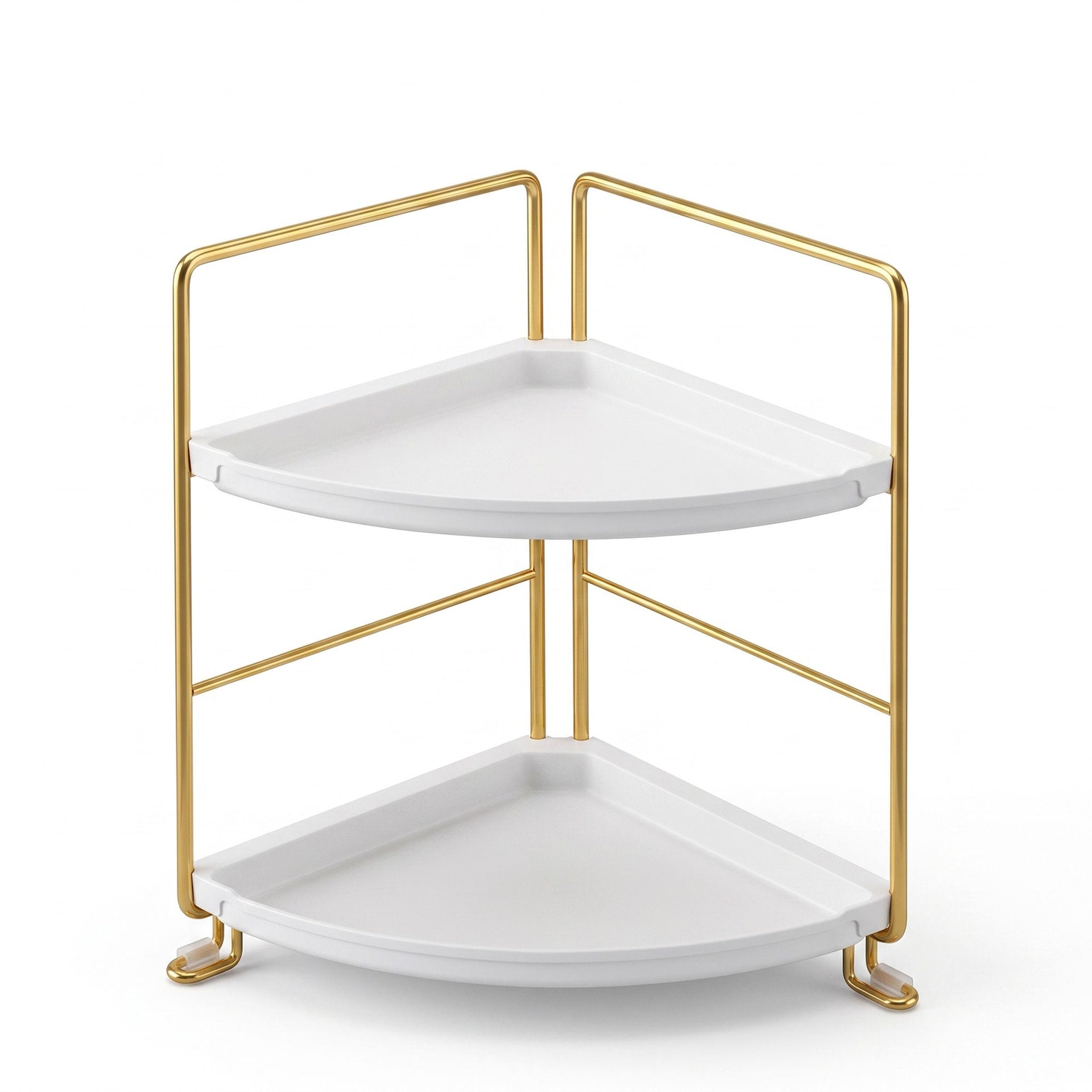 Artiss Bathroom Corner Shelf Countertop Organiser Vanity Storage Rack White Gold Awezingly