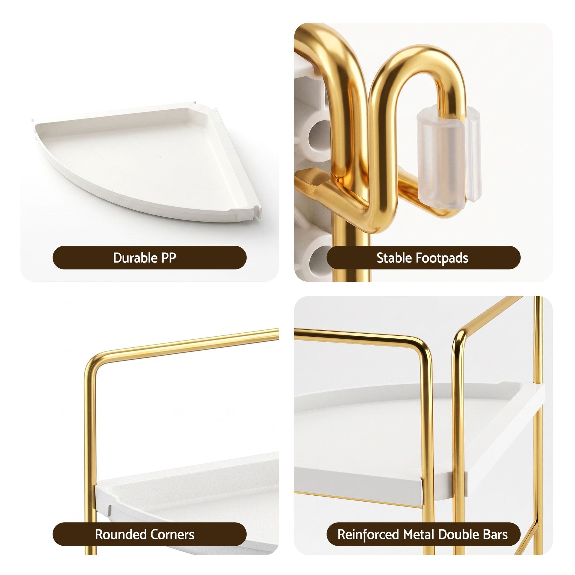 Artiss Bathroom Corner Shelf Countertop Organiser Vanity Storage Rack White Gold Awezingly