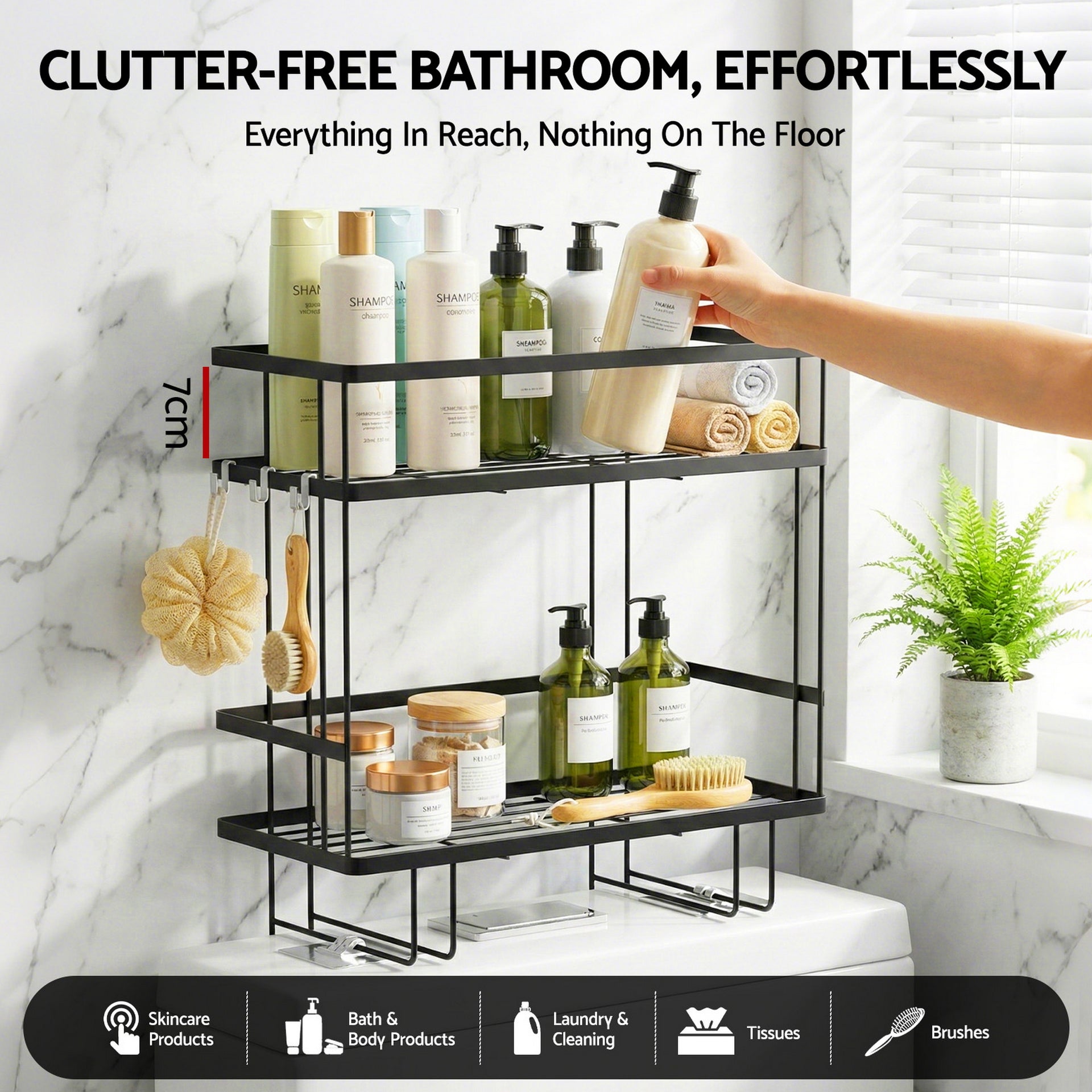 Artiss Over Toilet Storage Rack Bathroom Shelf Organizer 2 Tier Artiss