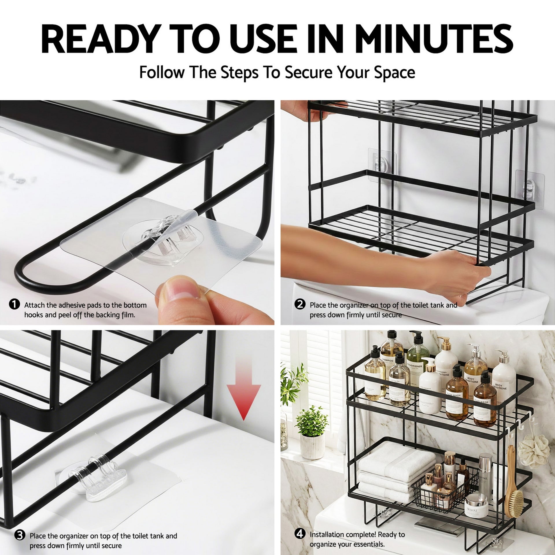 Artiss Over Toilet Storage Rack Bathroom Shelf Organizer 2 Tier Artiss