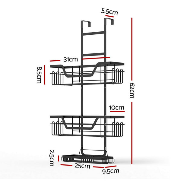 Artiss 2X 3 Tier Over The Door Shower Caddy Hanging Bathroom Storage Organizer Awezingly