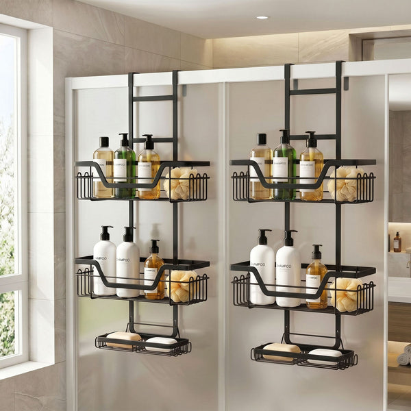 Artiss 2X 3 Tier Over The Door Shower Caddy Hanging Bathroom Storage Organizer Awezingly