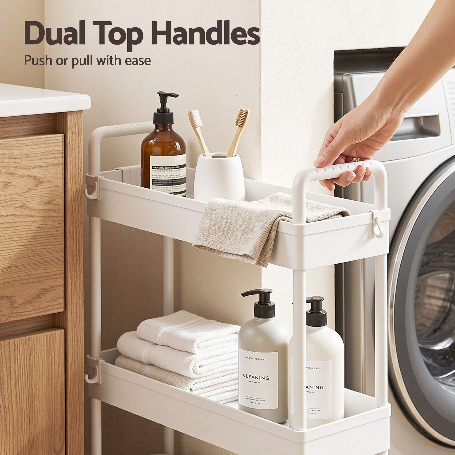 Artiss 3 Tier Slim Storage Trolley Narrow Utility Organiser Rack White Awezingly