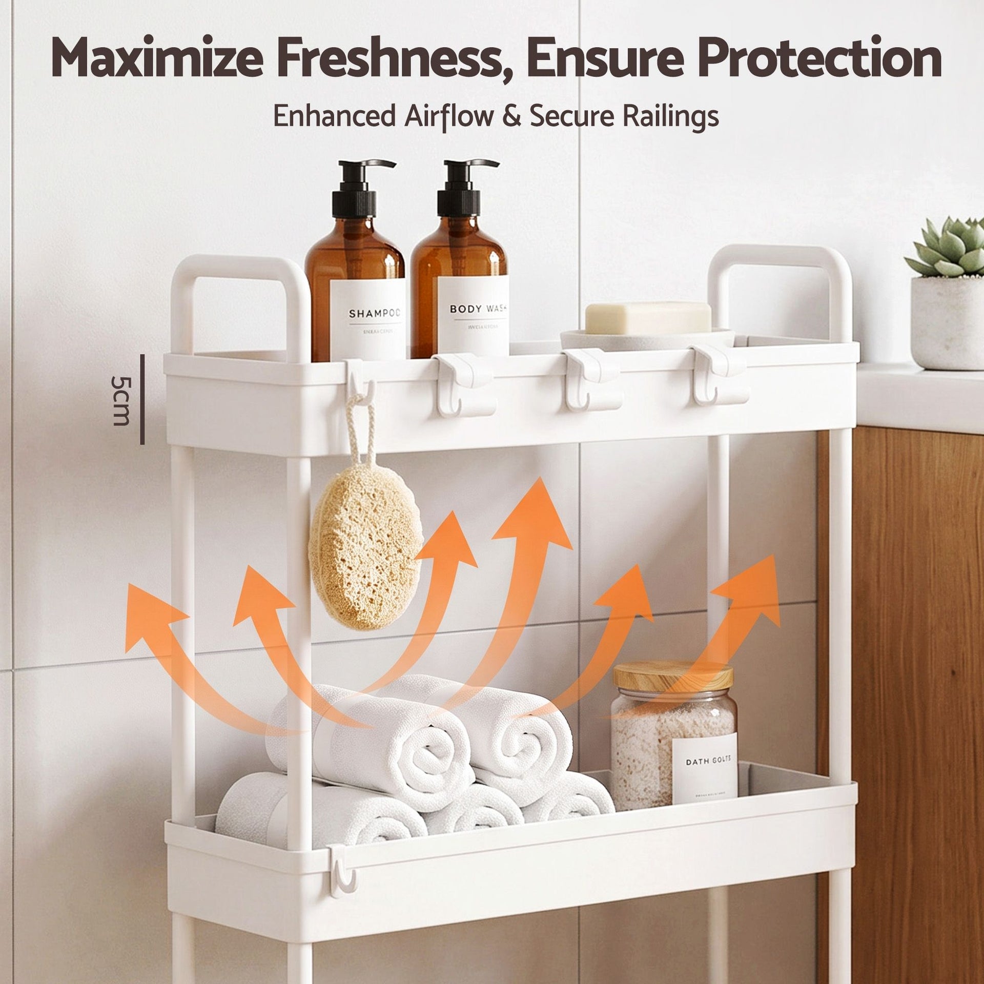 Artiss 3 Tier Slim Storage Trolley Narrow Utility Organiser Rack White Awezingly