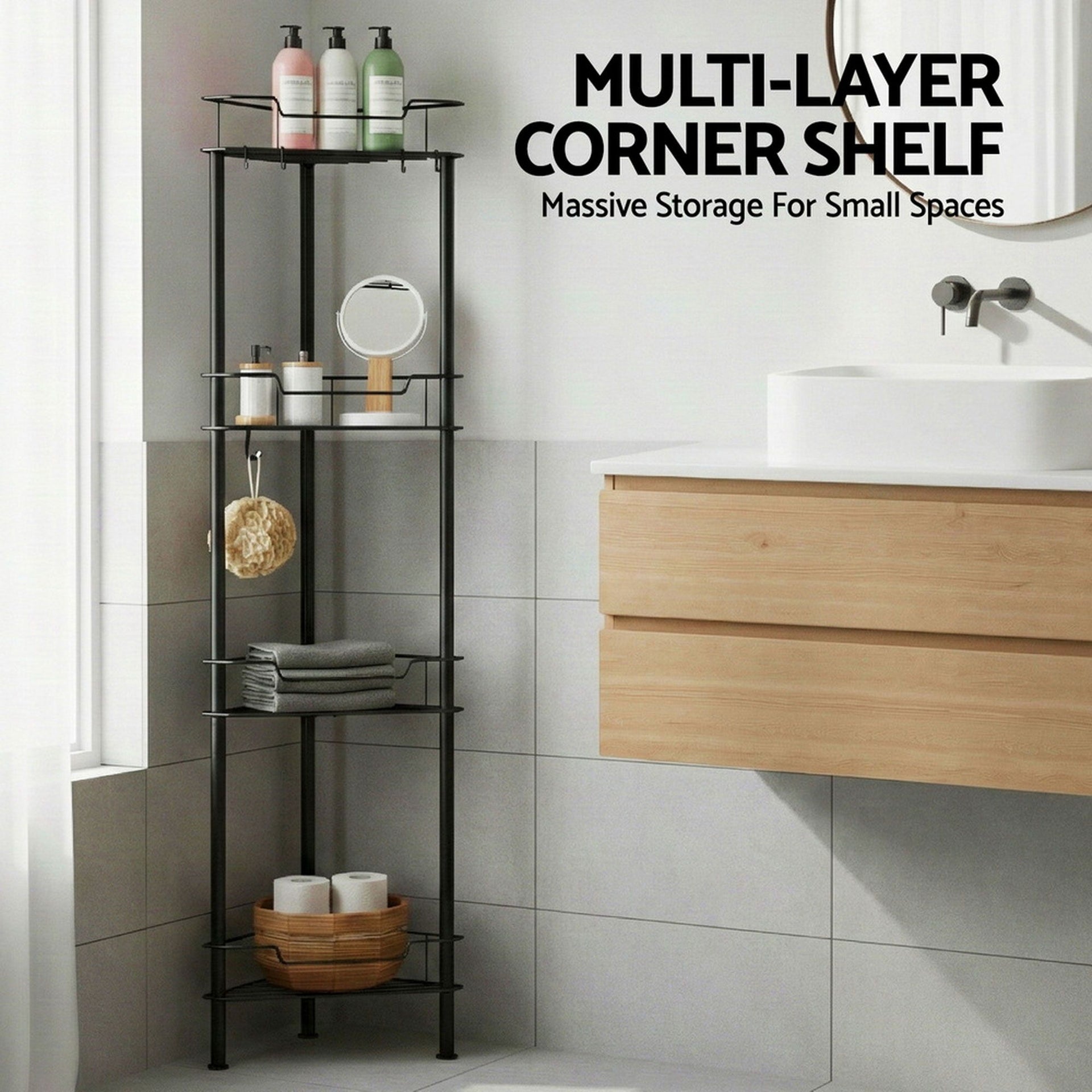 Artiss 2x Floor Standing Shower Caddy 4 Tier Rustproof Bathroom Storage Awezingly