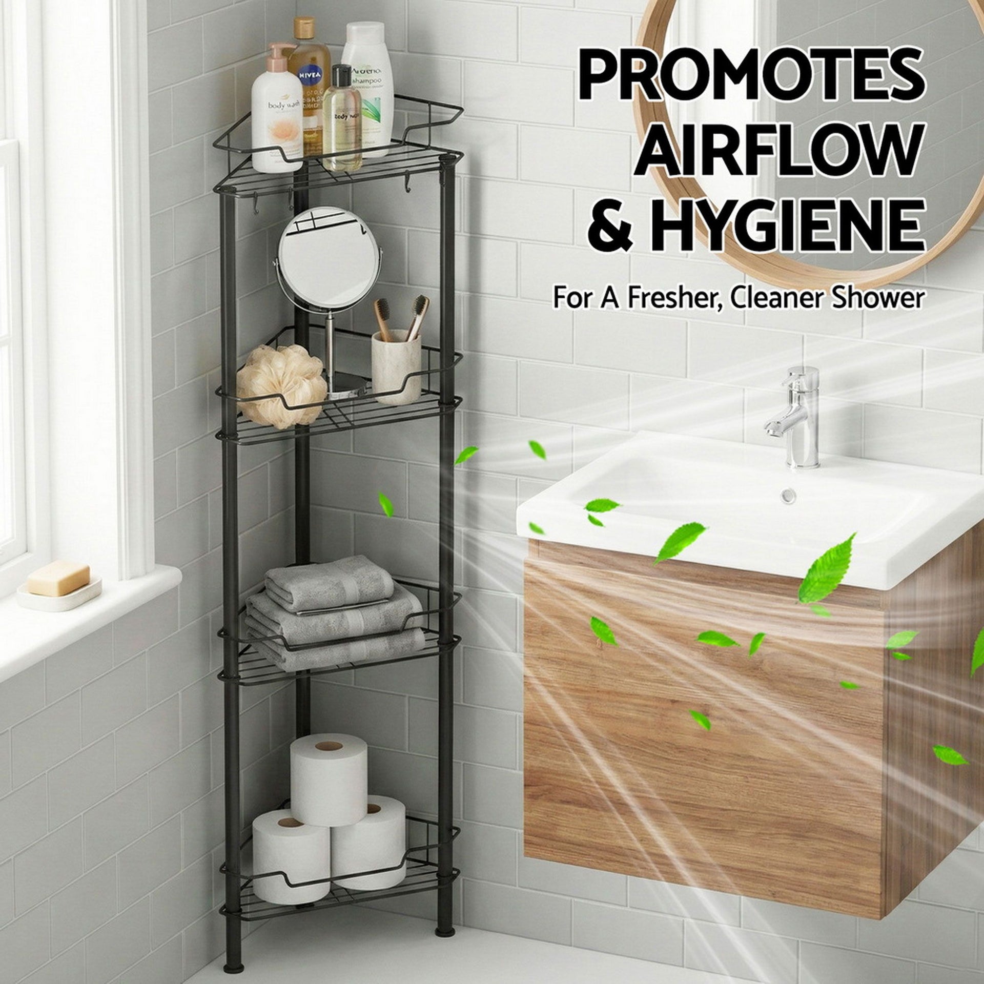 Artiss 2x Floor Standing Shower Caddy 4 Tier Rustproof Bathroom Storage Awezingly