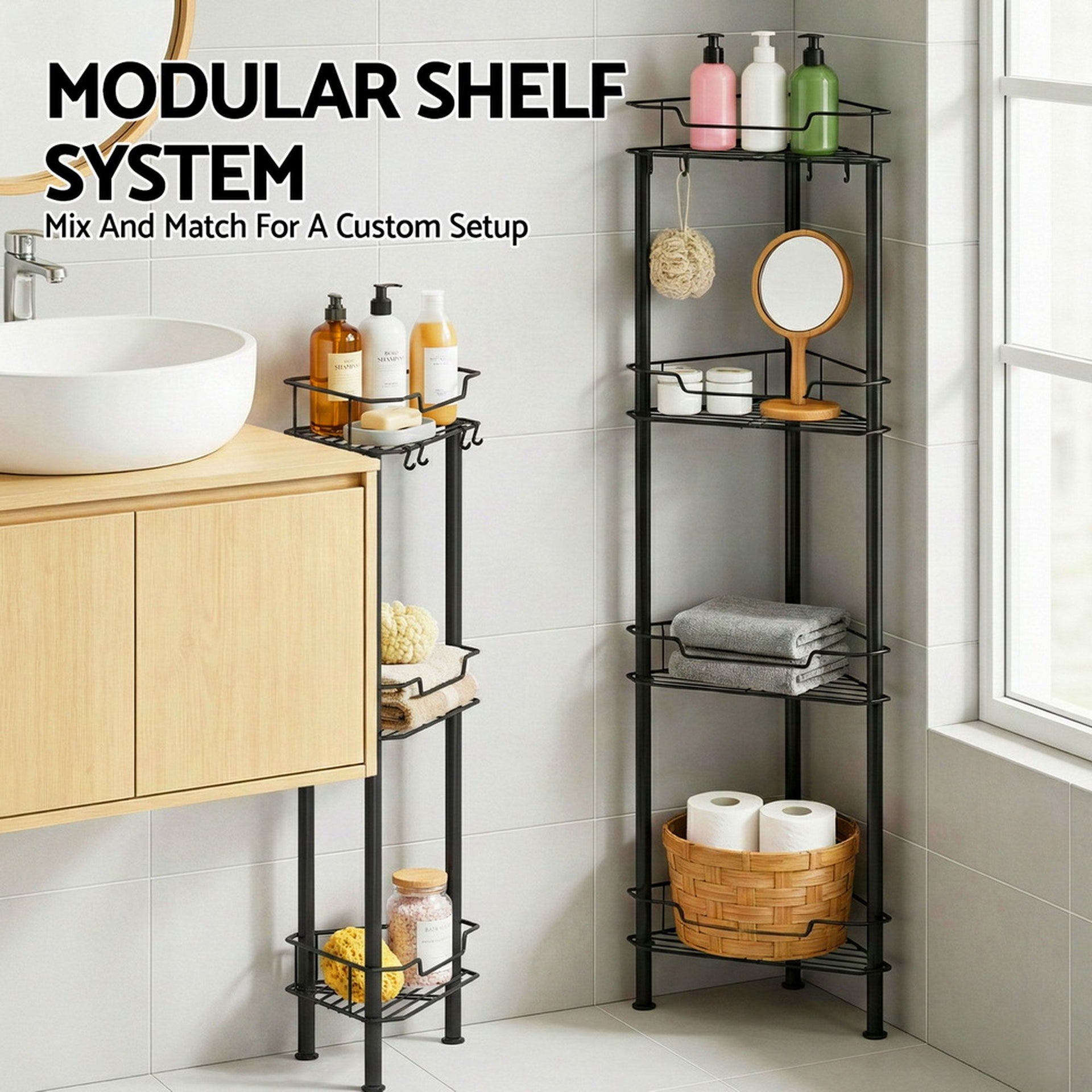 Artiss 2x Floor Standing Shower Caddy 4 Tier Rustproof Bathroom Storage Awezingly
