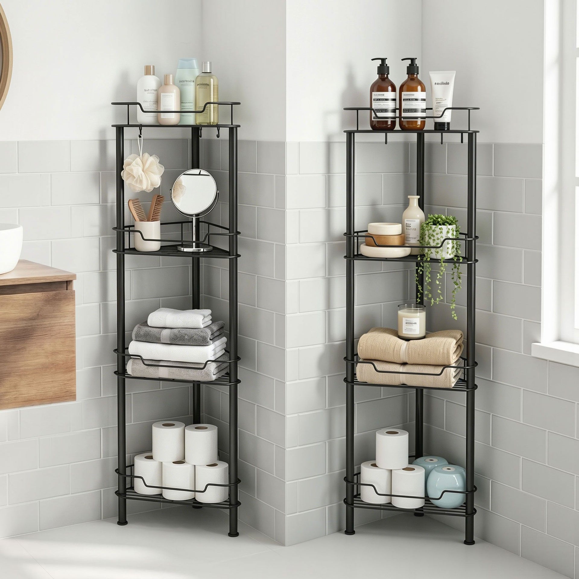 Artiss 2x Floor Standing Shower Caddy 4 Tier Rustproof Bathroom Storage Awezingly