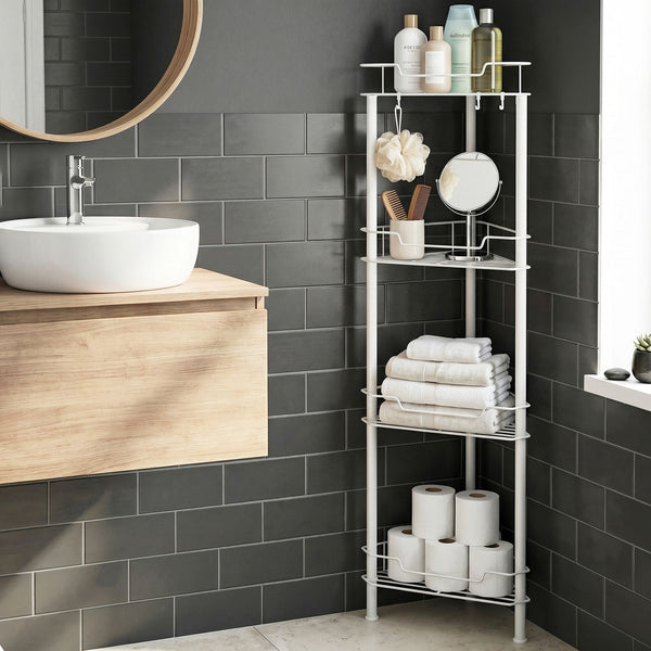 Artiss 4 Tier Floor Standing Corner Shower Caddy Bathroom Organizer White Artiss