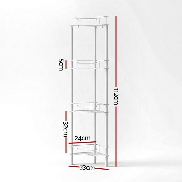 Artiss 4 Tier Floor Standing Corner Shower Caddy Bathroom Organizer White Artiss