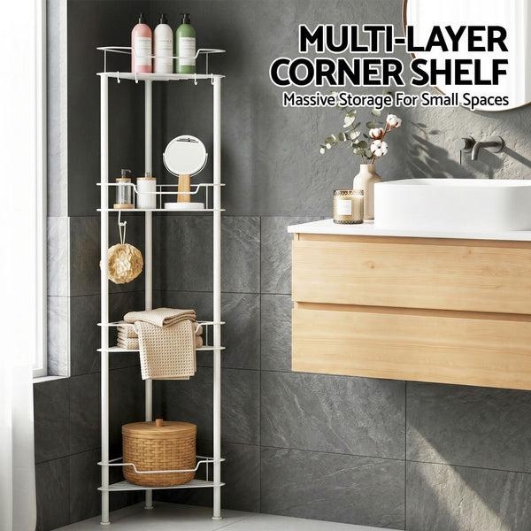 Artiss 4 Tier Floor Standing Corner Shower Caddy Bathroom Organizer White Artiss