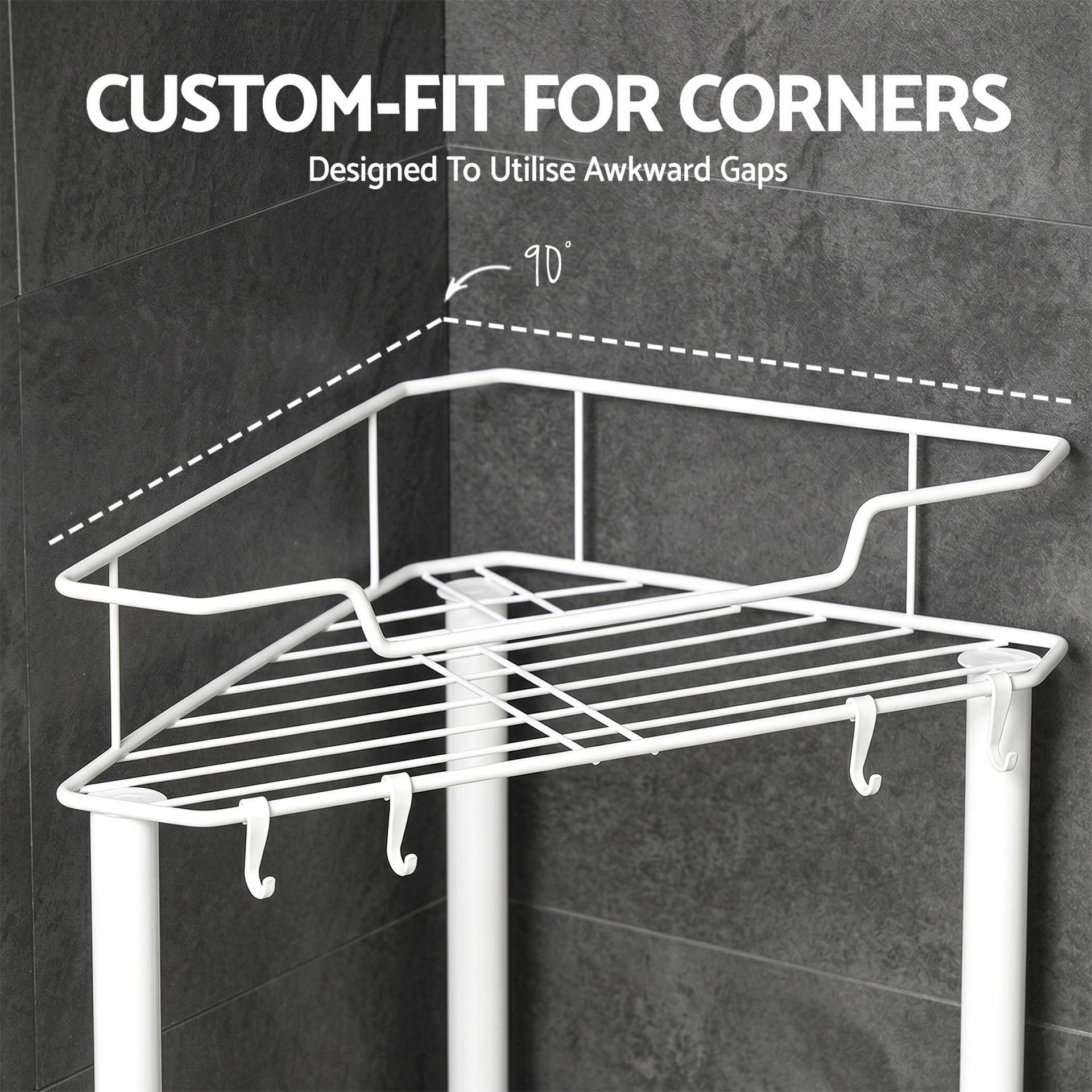 Artiss 4 Tier Floor Standing Corner Shower Caddy Bathroom Organizer White Artiss