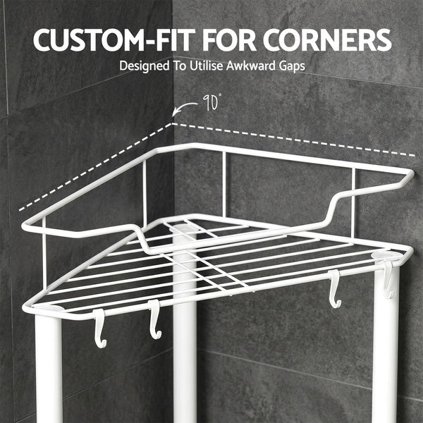 Artiss 4 Tier Floor Standing Corner Shower Caddy Bathroom Organizer White Artiss