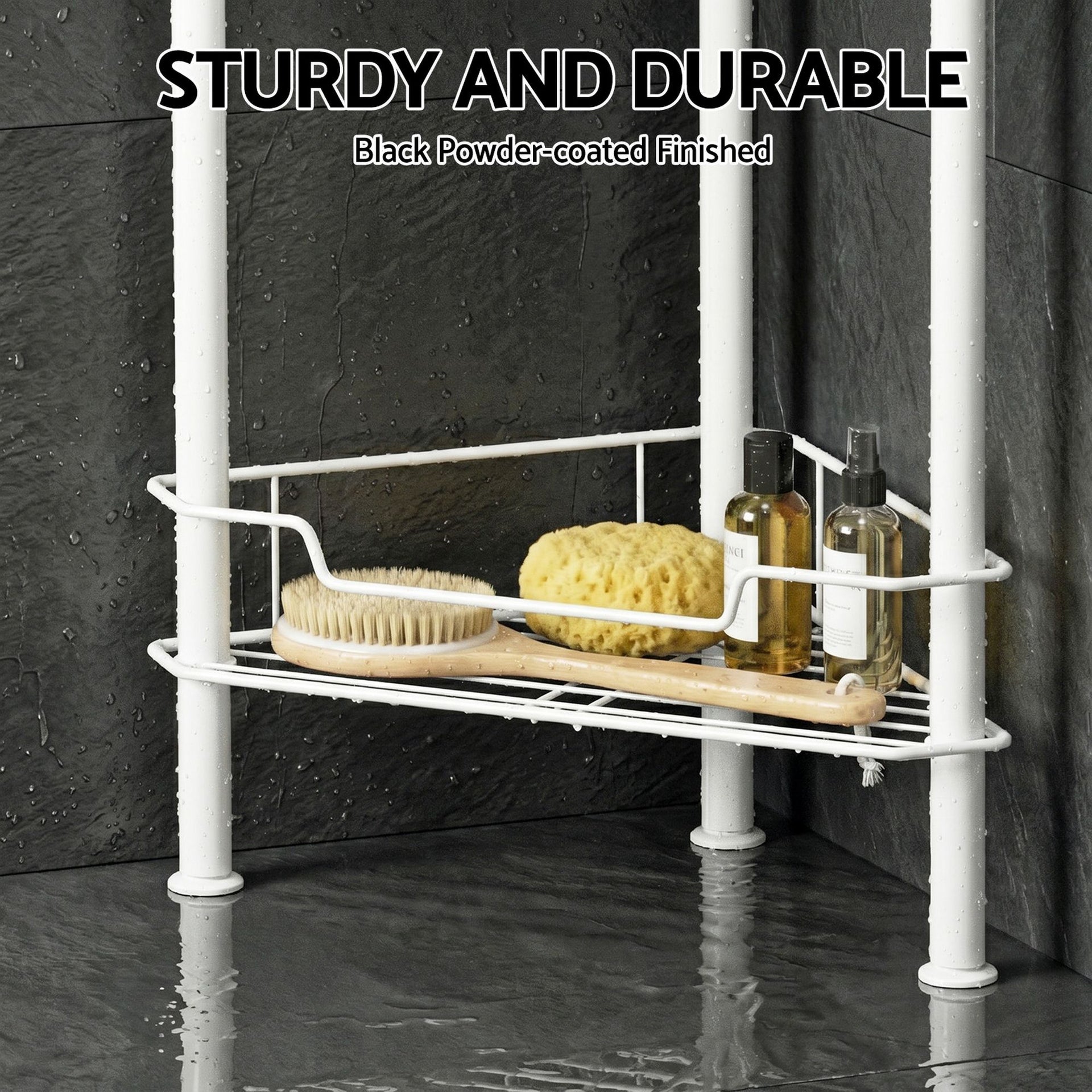 Artiss 4 Tier Floor Standing Corner Shower Caddy Bathroom Organizer White Artiss