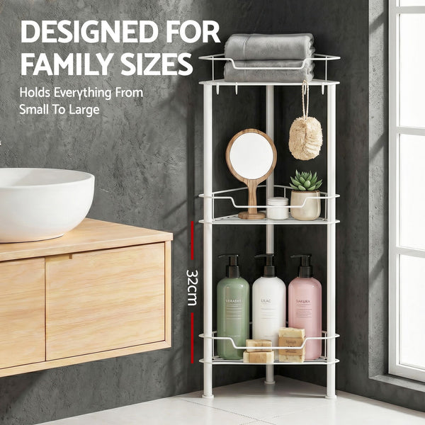 Artiss 4 Tier Floor Standing Corner Shower Caddy Bathroom Organizer White Artiss