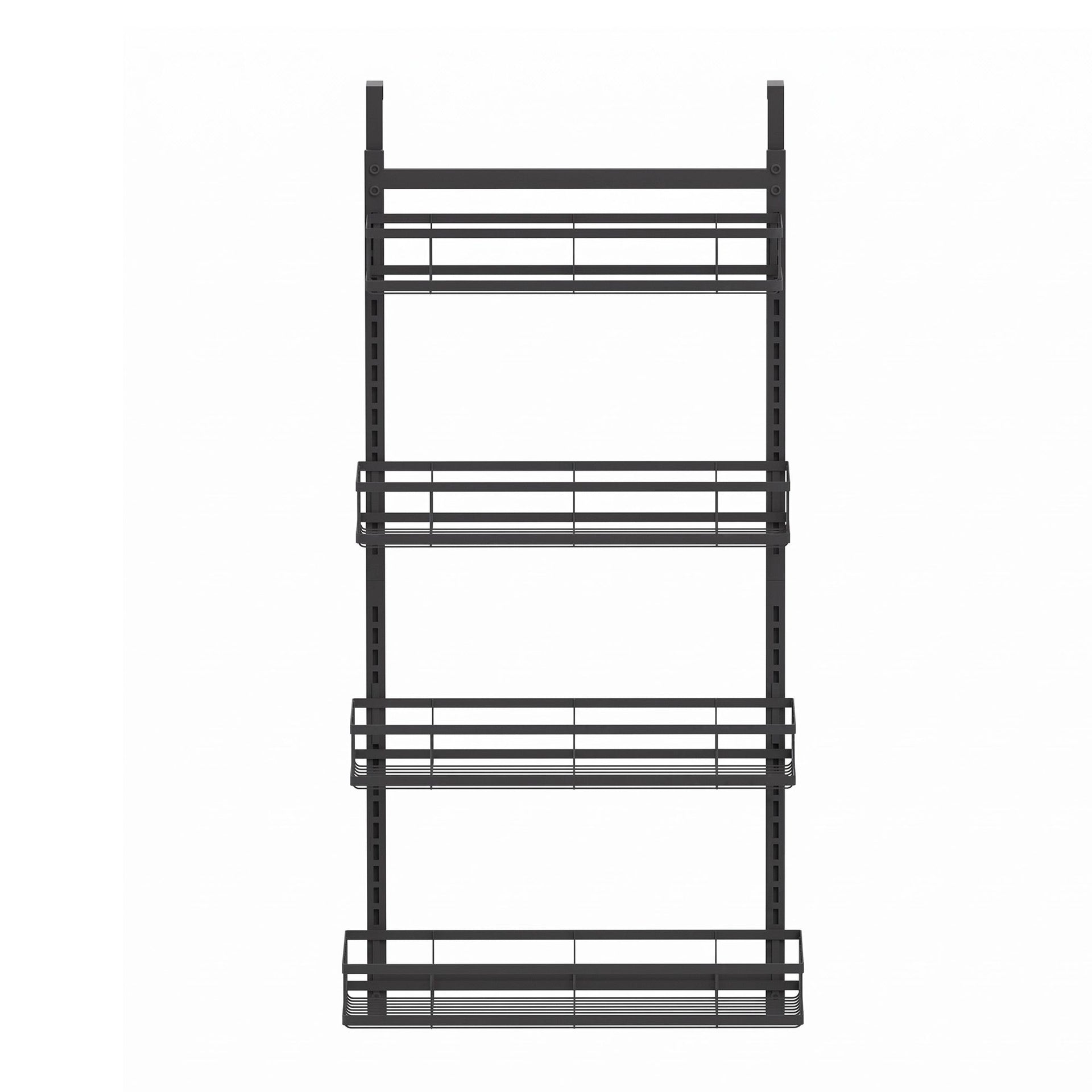 Artiss Over Door Bathroom Rack Hanging Organiser 4 Tier No Drill 91cm Black Awezingly