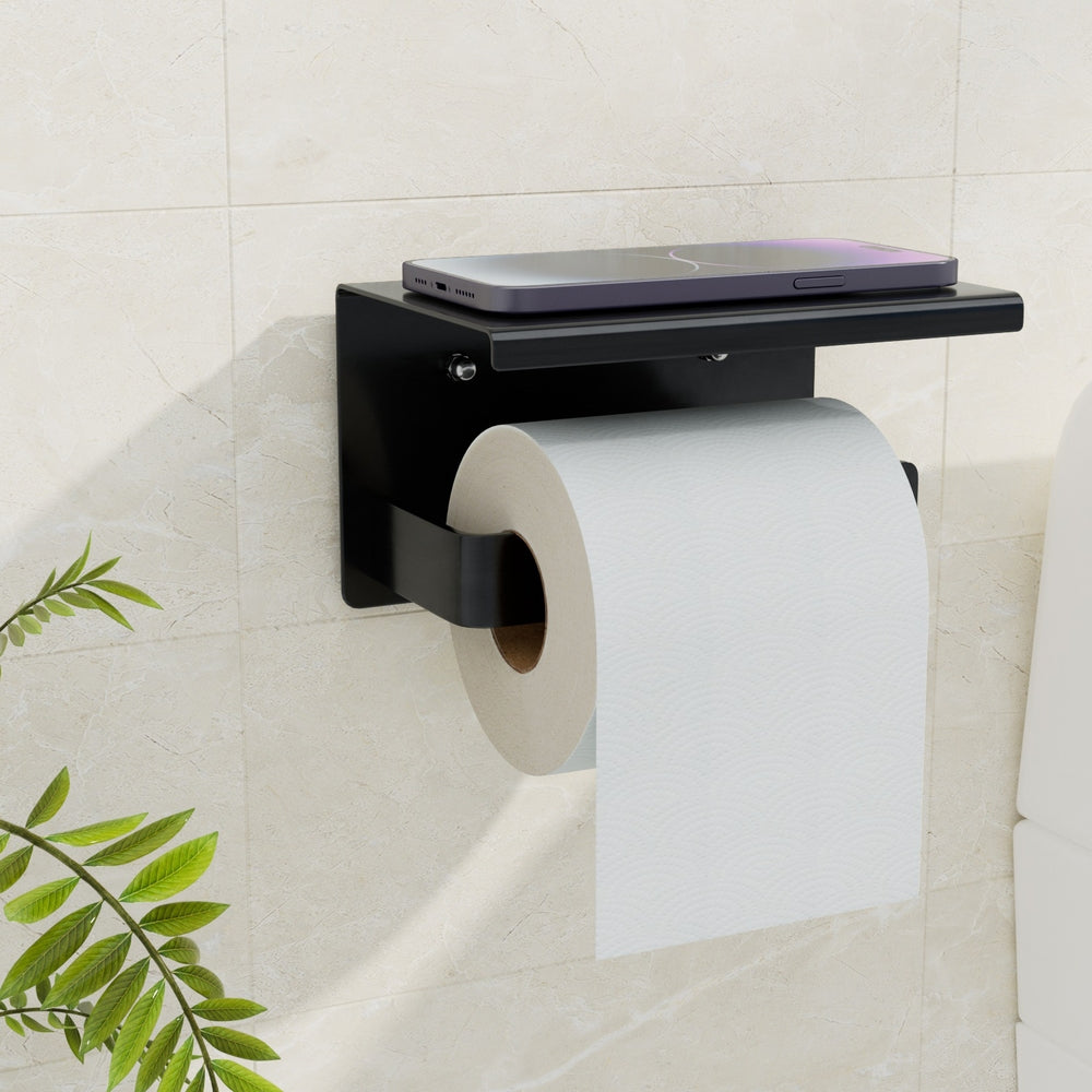 Cefito Toilet Paper Roll Holder w/ Storage Shelf Cefito