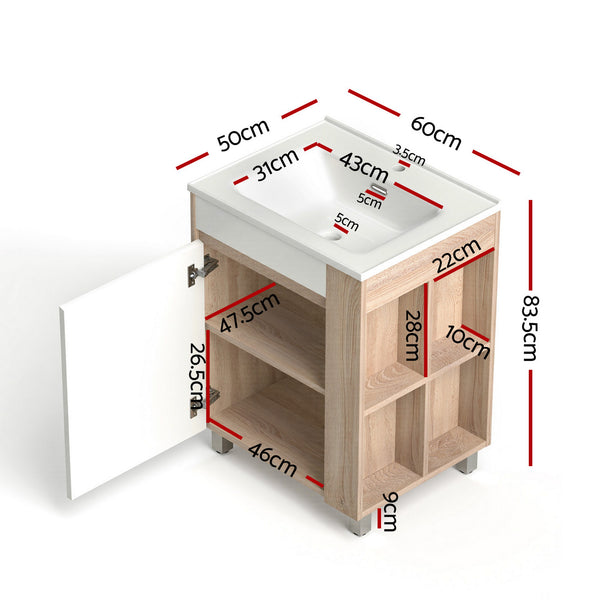 Cefito Vanity Unit 835mm Basin Bathroom Cabinet Side Storage Free Standing Sink Awezingly