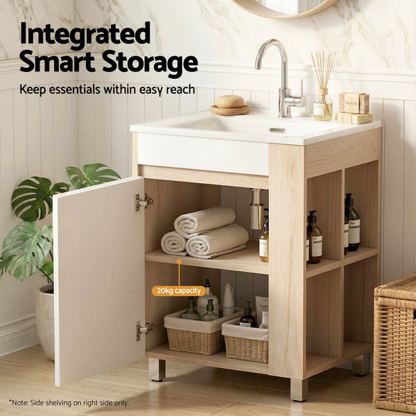 Cefito Vanity Unit 835mm Basin Bathroom Cabinet Side Storage Free Standing Sink Awezingly