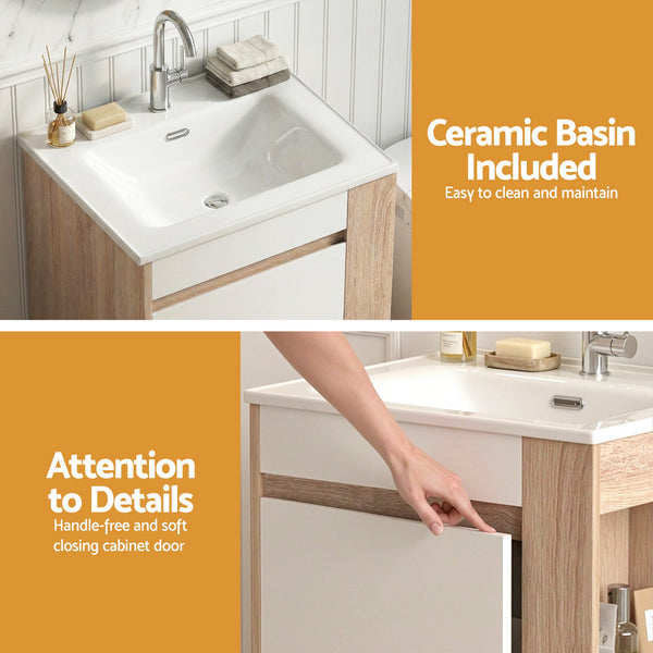 Cefito Vanity Unit 835mm Basin Bathroom Cabinet Side Storage Free Standing Sink Awezingly