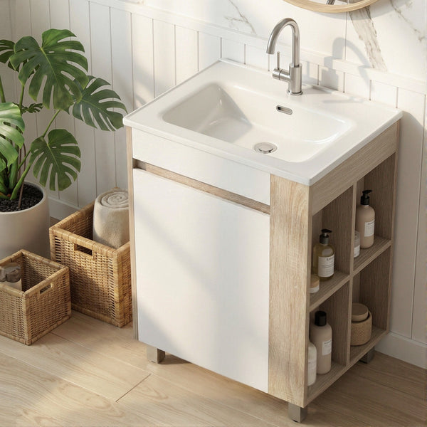 Cefito Vanity Unit 835mm Basin Bathroom Cabinet Side Storage Free Standing Sink Awezingly