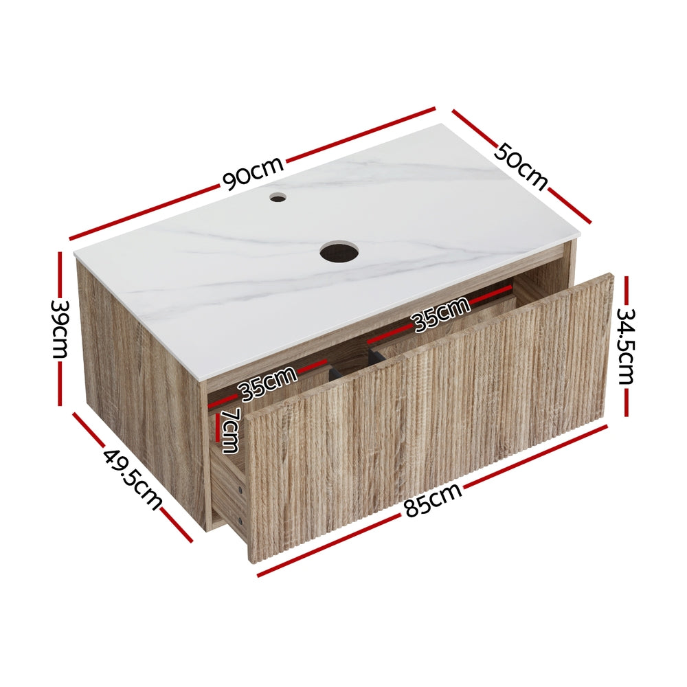 Cefito Vanity Unit 915mm with Basin Oak Awezingly