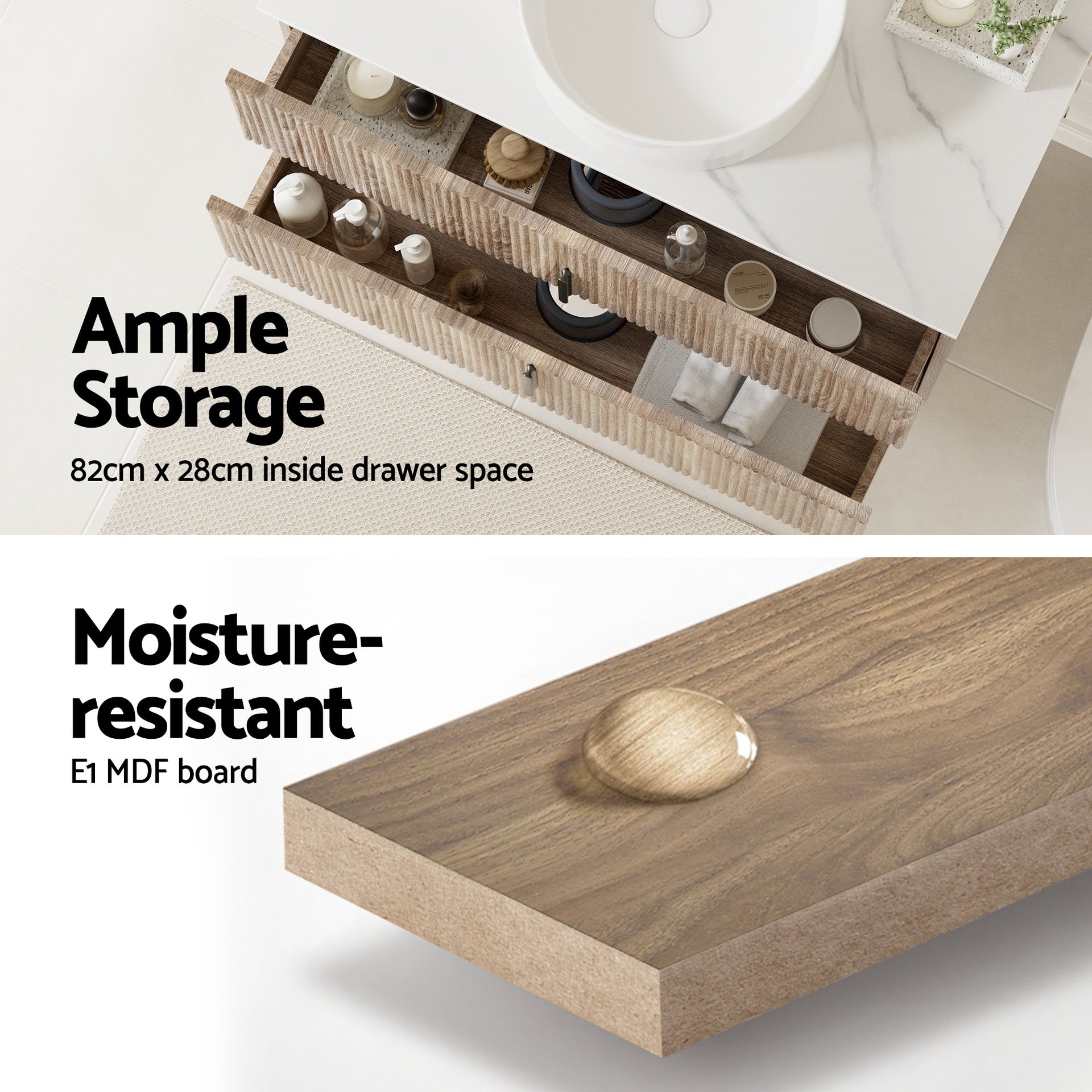 Cefito Vanity Unit 900mm Bathroom Cabinet Storage Wall Hung Timber Front Pine Awezingly