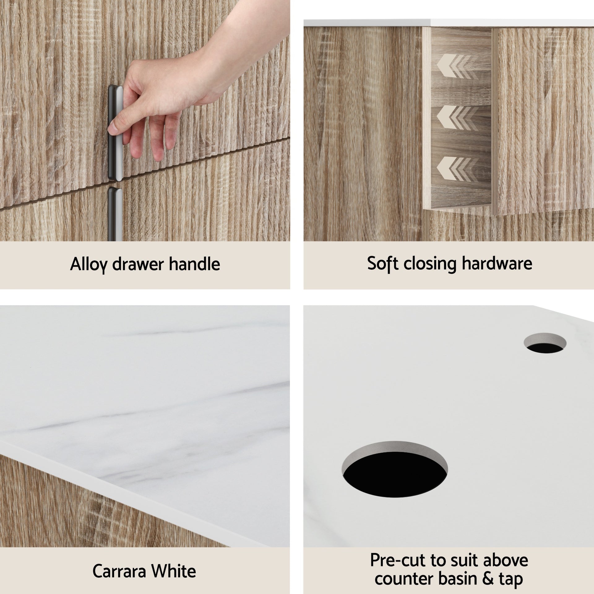 Cefito Vanity Unit 900mm Bathroom Cabinet Storage Wall Hung Timber Front Pine Awezingly