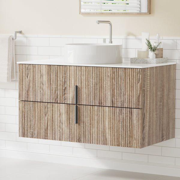 Cefito Vanity Unit 900mm Bathroom Cabinet Storage Wall Hung Timber Front Pine Awezingly