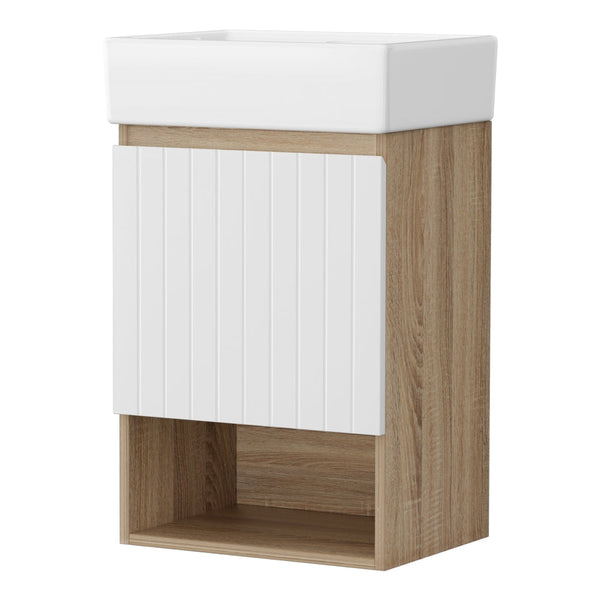Cefito Vanity Unit 445mm Basin Bathroom Cabinet Storage Wall Hung Sink White Awezingly