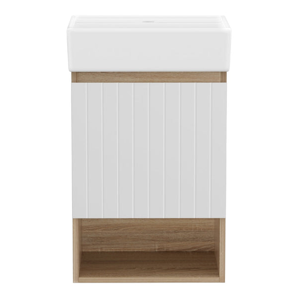 Cefito Vanity Unit 445mm Basin Bathroom Cabinet Storage Wall Hung Sink White Awezingly