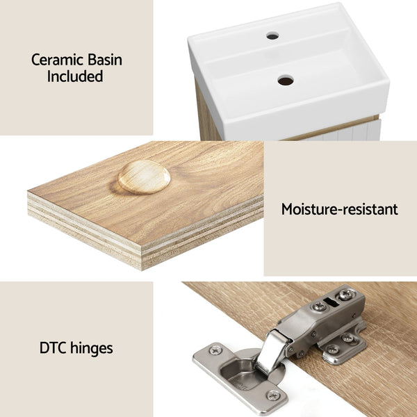 Cefito Vanity Unit 445mm Basin Bathroom Cabinet Storage Wall Hung Sink White Awezingly