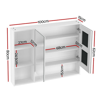 Cefito Bathroom Mirror Cabinet 100CM Vanity Medicine Wall Mounted Storage White