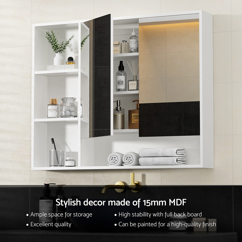 Cefito Bathroom Mirror Cabinet 100CM Vanity Medicine Wall Mounted Storage White Awezingly