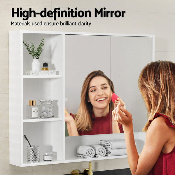 Cefito Bathroom Mirror Cabinet 100CM Vanity Medicine Wall Mounted Storage White Awezingly