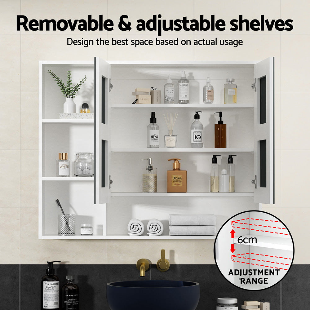 Cefito Bathroom Mirror Cabinet 100CM Vanity Medicine Wall Mounted Storage White Awezingly