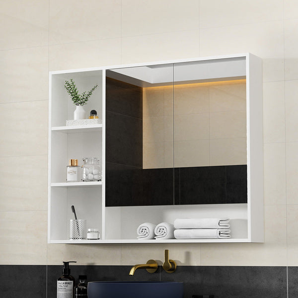 Cefito Bathroom Mirror Cabinet 100CM Vanity Medicine Wall Mounted Storage White Awezingly
