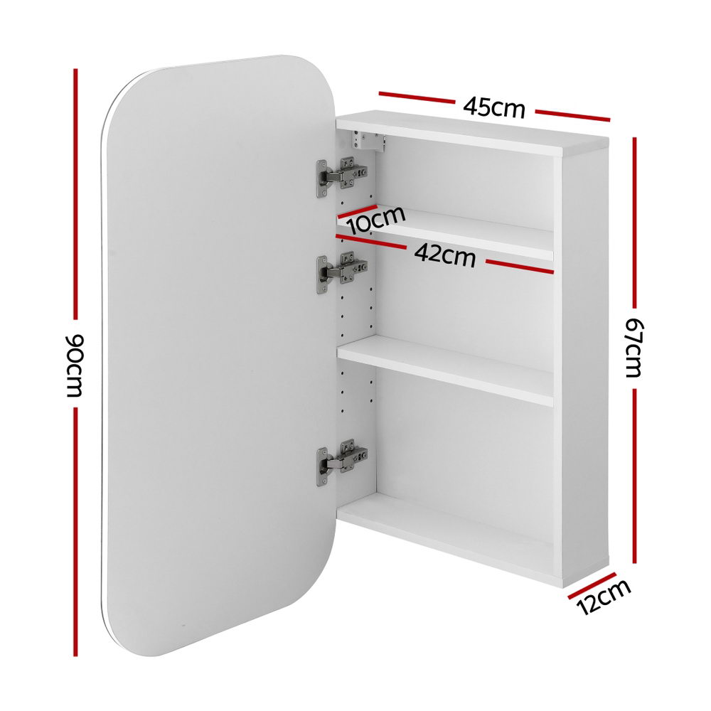 Cefito Bathroom Mirror Cabinet Medicine Shaving Arch Wall Hung 450x900mm White Awezingly